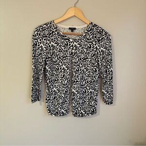 Talbots Black and White Floral Button Down Shirt